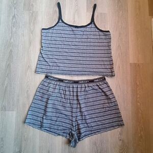 Realwear Striped Pajama Set Womens XL Gray Black Lounge Sleep Set